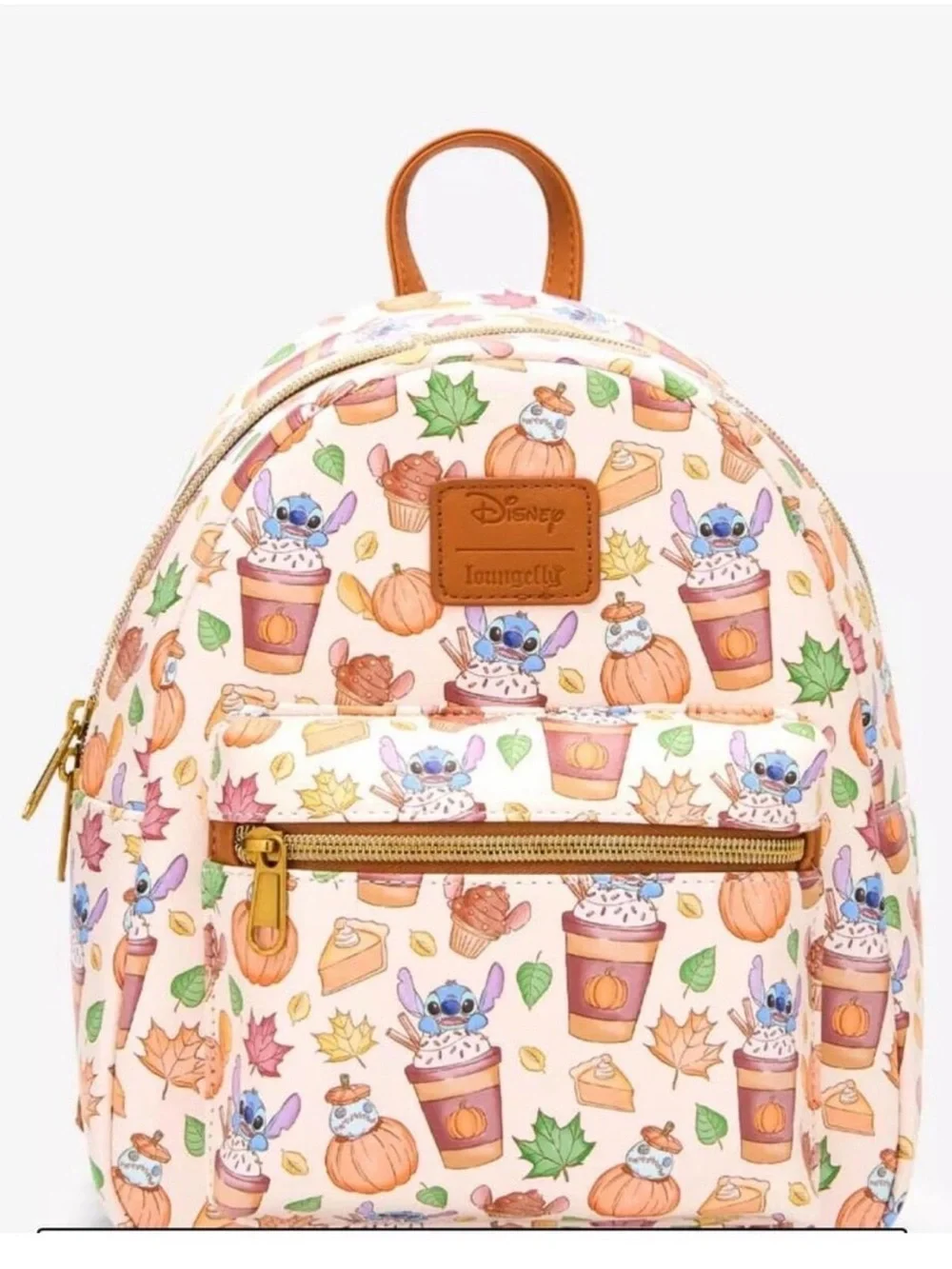 Loungefly Pink Stitch Pumpkin Fall Mini Backpack